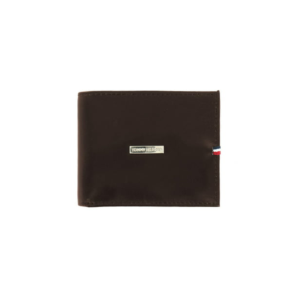Tommy Hilfiger Men's Premium Leather Double Billfold Passcase Rfid Wallet Navy 